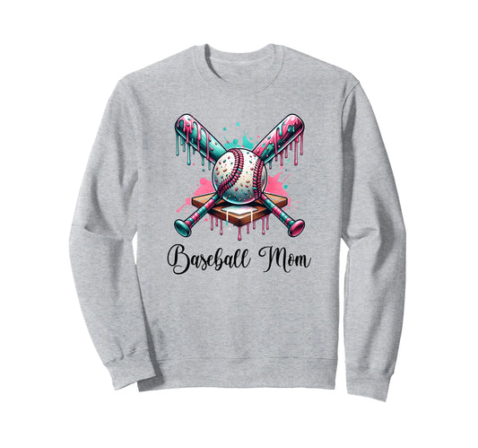 Baseball Mom Coquette Bow Mothers Sweatshirt - Casual Everyday Wear Unisex - T-Shirt, Sweatshirt, Hoodie