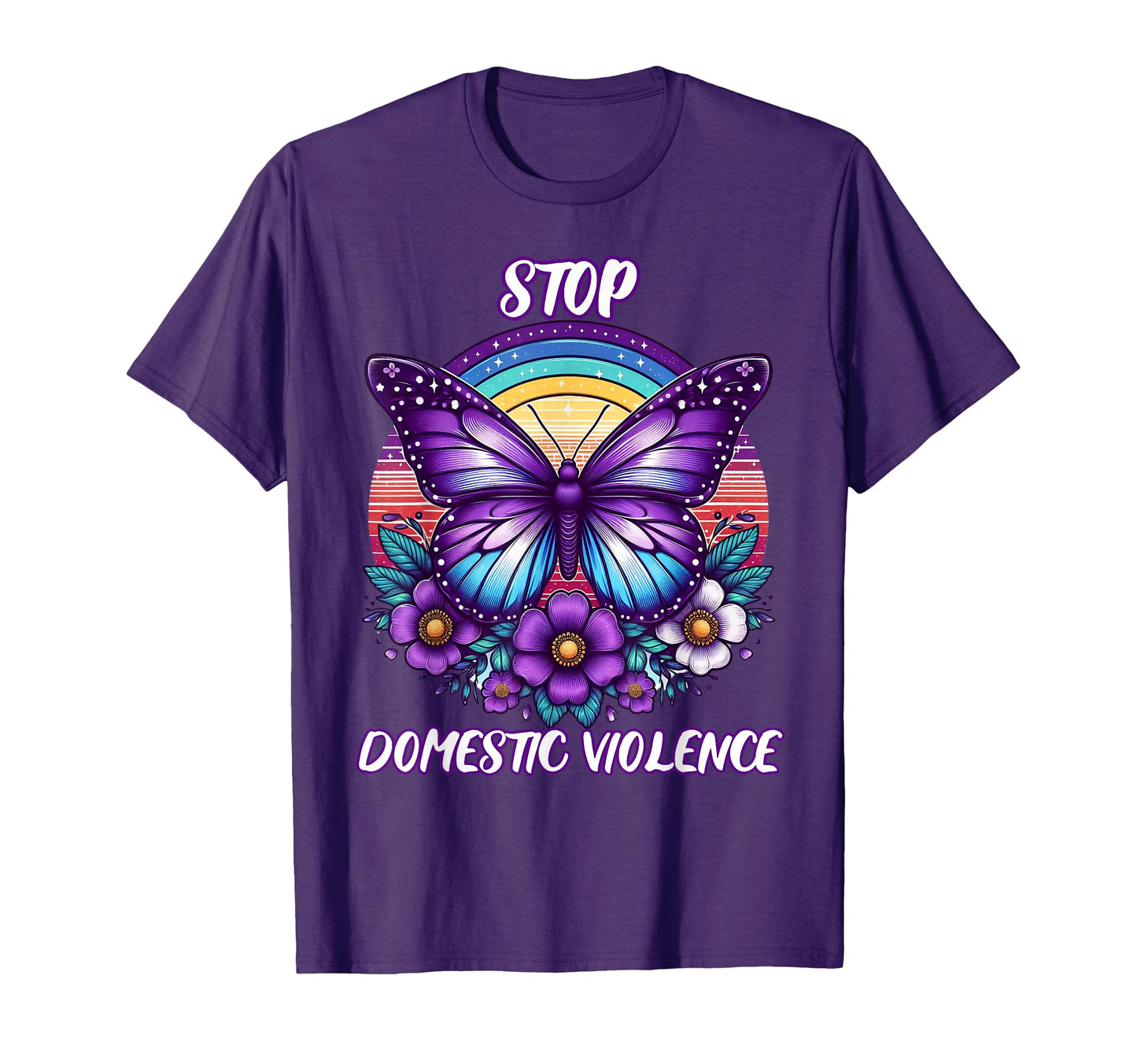 Womens Stop Domestic Violence Purple T-Shirt - Trendy Graphic Unisex - T-Shirt, Sweatshirt, Hoodie