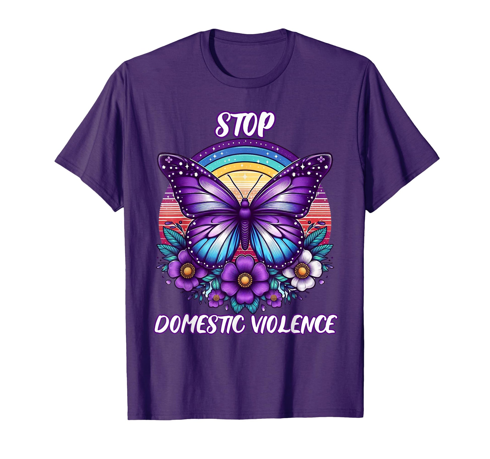 Womens Stop Domestic Violence Purple T-Shirt - Trendy Graphic Unisex - T-Shirt, Sweatshirt, Hoodie
