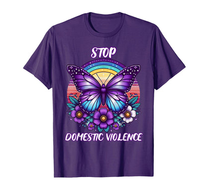 Womens Stop Domestic Violence Purple T-Shirt - Trendy Graphic Unisex - T-Shirt, Sweatshirt, Hoodie