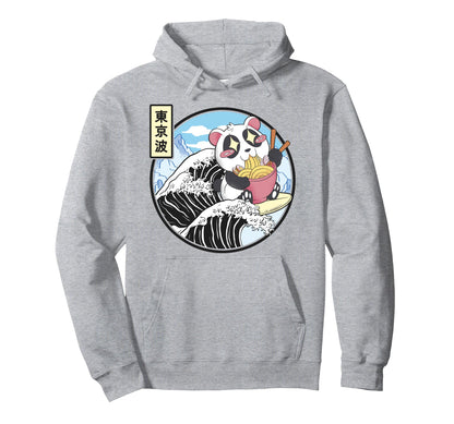 Panda Bear Ramen Japanese Wave Hoodie - Novelty Apparel Men Women - T-Shirt, Sweatshirt, Hoodie