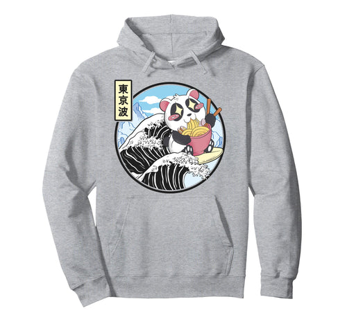 Panda Bear Ramen Japanese Wave Hoodie - Novelty Apparel Men Women - T-Shirt, Sweatshirt, Hoodie