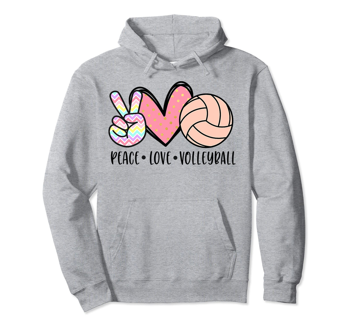 Peace Love Volleyball Hoodie - Fun Novelty Design Men Women - T-Shirt, Sweatshirt, Hoodie