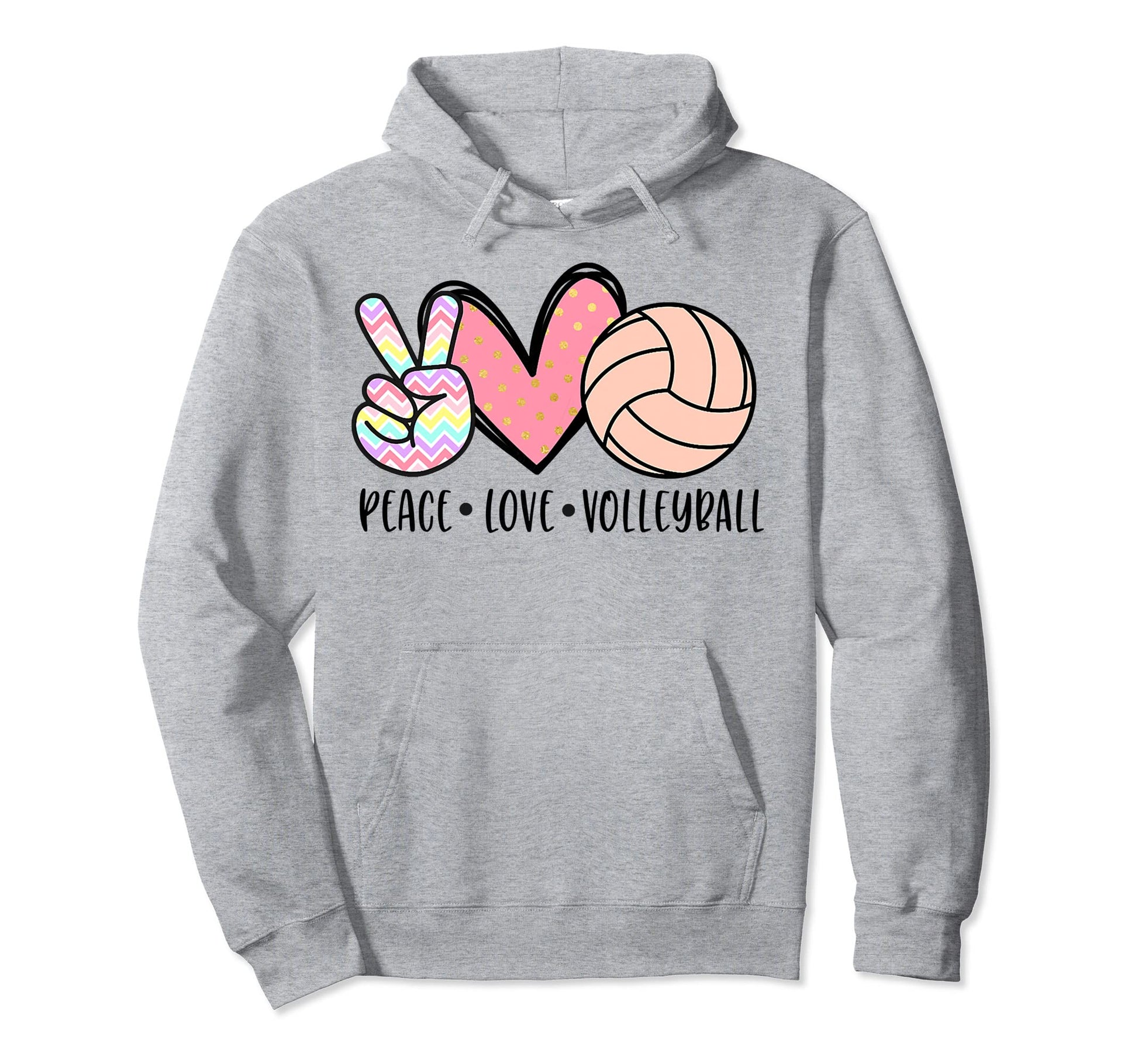 Peace Love Volleyball Hoodie - Fun Novelty Design Men Women - T-Shirt, Sweatshirt, Hoodie