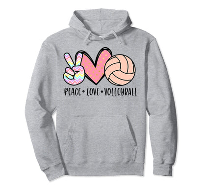 Peace Love Volleyball Hoodie - Fun Novelty Design Men Women - T-Shirt, Sweatshirt, Hoodie