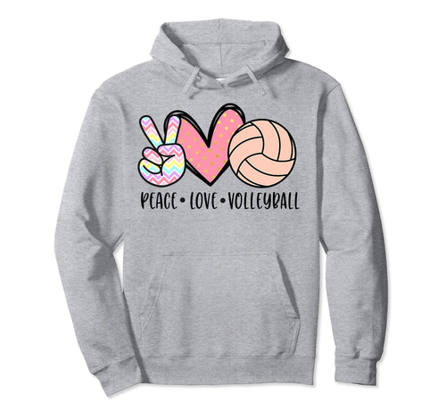 Peace Love Volleyball Hoodie - Fun Novelty Design Men Women - T-Shirt, Sweatshirt, Hoodie