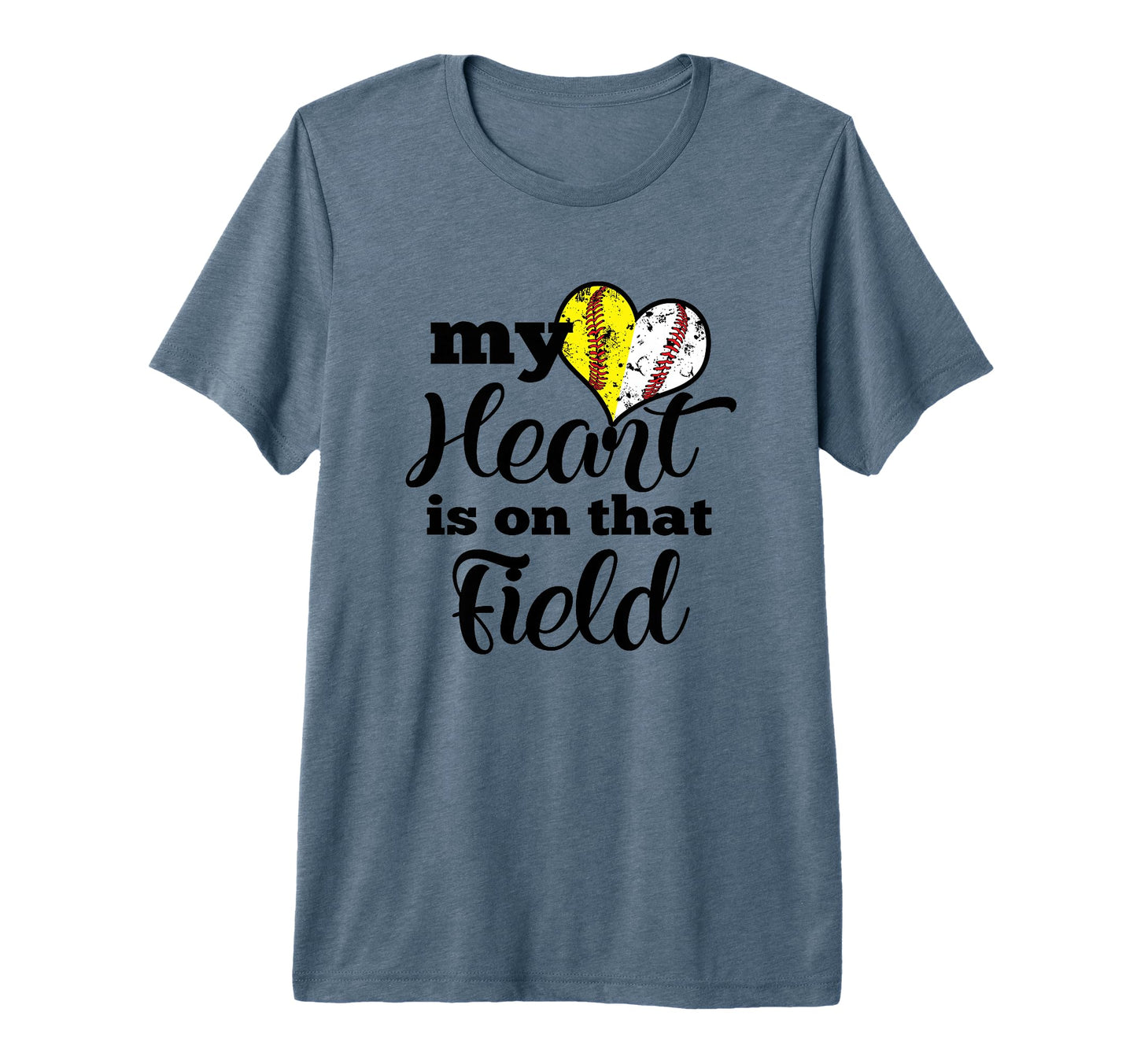My Heart Is That Field Softball T-Shirt - Fun Novelty Design for Adults - T-Shirt, Sweatshirt, Hoodie