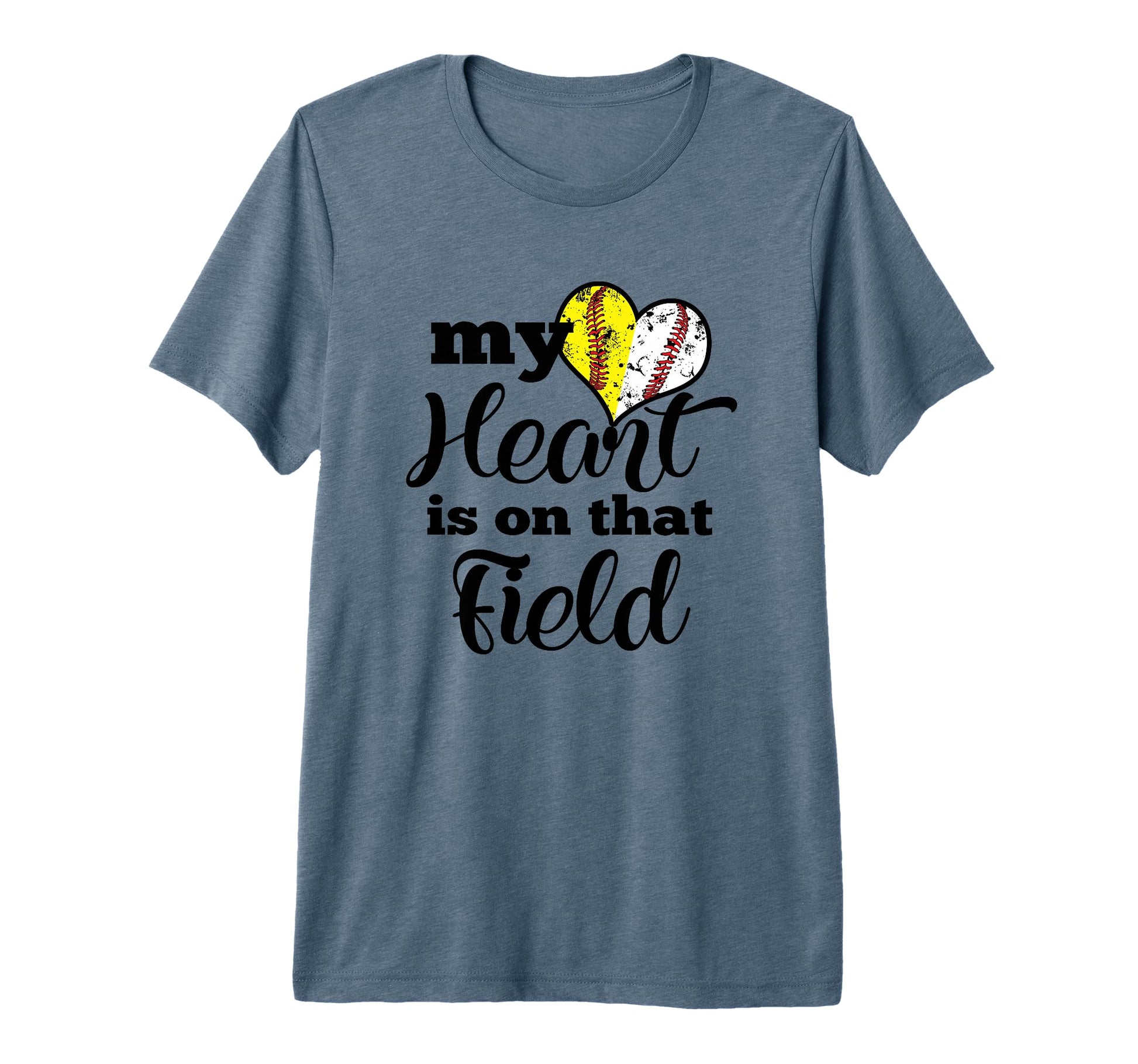 My Heart Is That Field Softball T-Shirt - Fun Novelty Design for Adults - T-Shirt, Sweatshirt, Hoodie