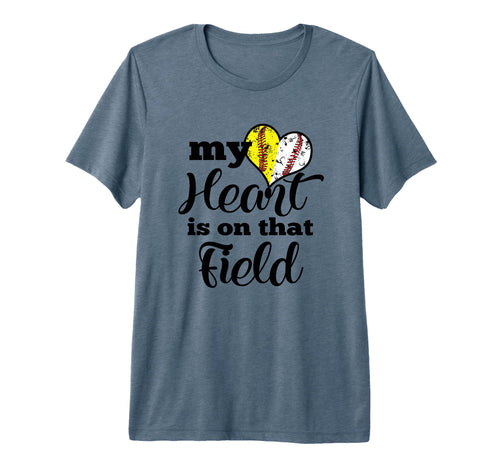 My Heart Is That Field Softball T-Shirt - Fun Novelty Design for Adults - T-Shirt, Sweatshirt, Hoodie