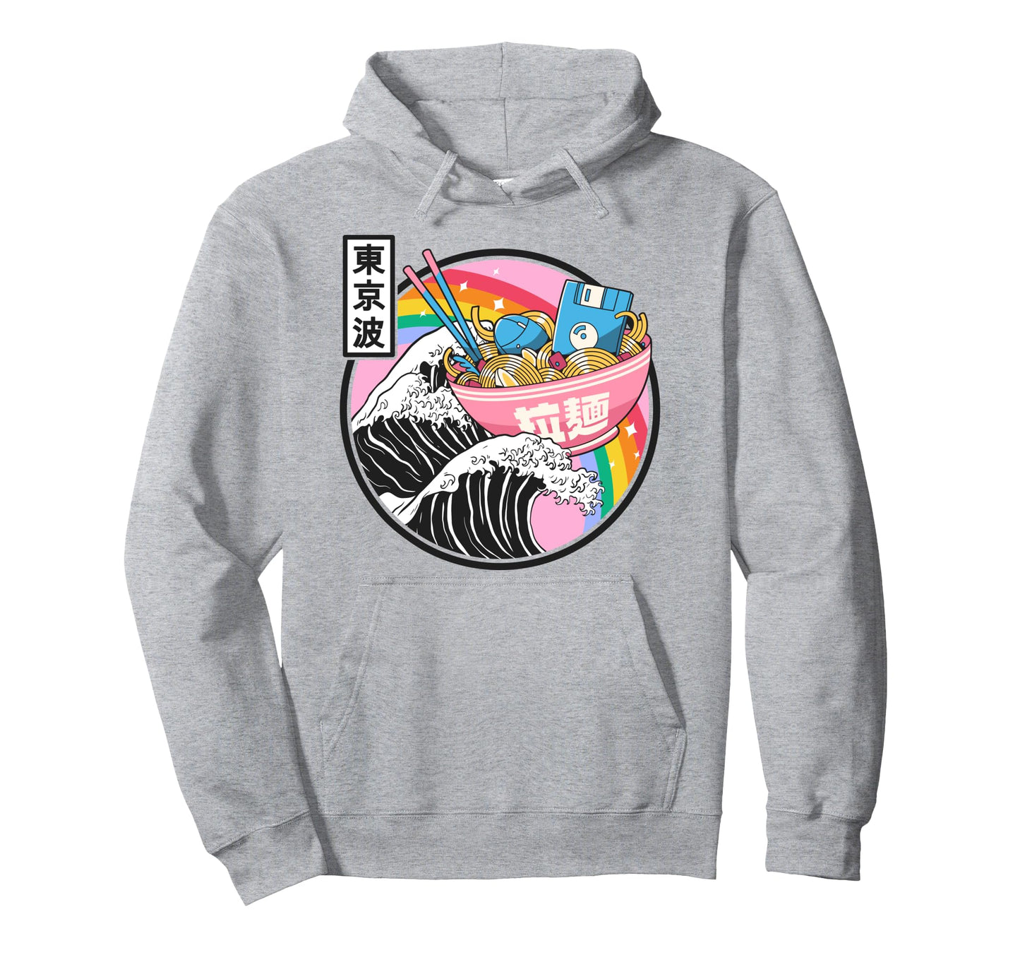 Digital Ramen Bowl Kanagawa Wave Hoodie - Casual Everyday Wear for Adults - T-Shirt, Sweatshirt, Hoodie
