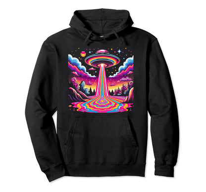 Trippy Ufo Vaporwave Psychedelic Art Hoodie - Streetwear Style Unisex - T-Shirt, Sweatshirt, Hoodie