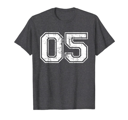Number 05 Varsity Distressed Sports T-Shirt - Fun Novelty Design Men Women - T-Shirt, Sweatshirt, Hoodie