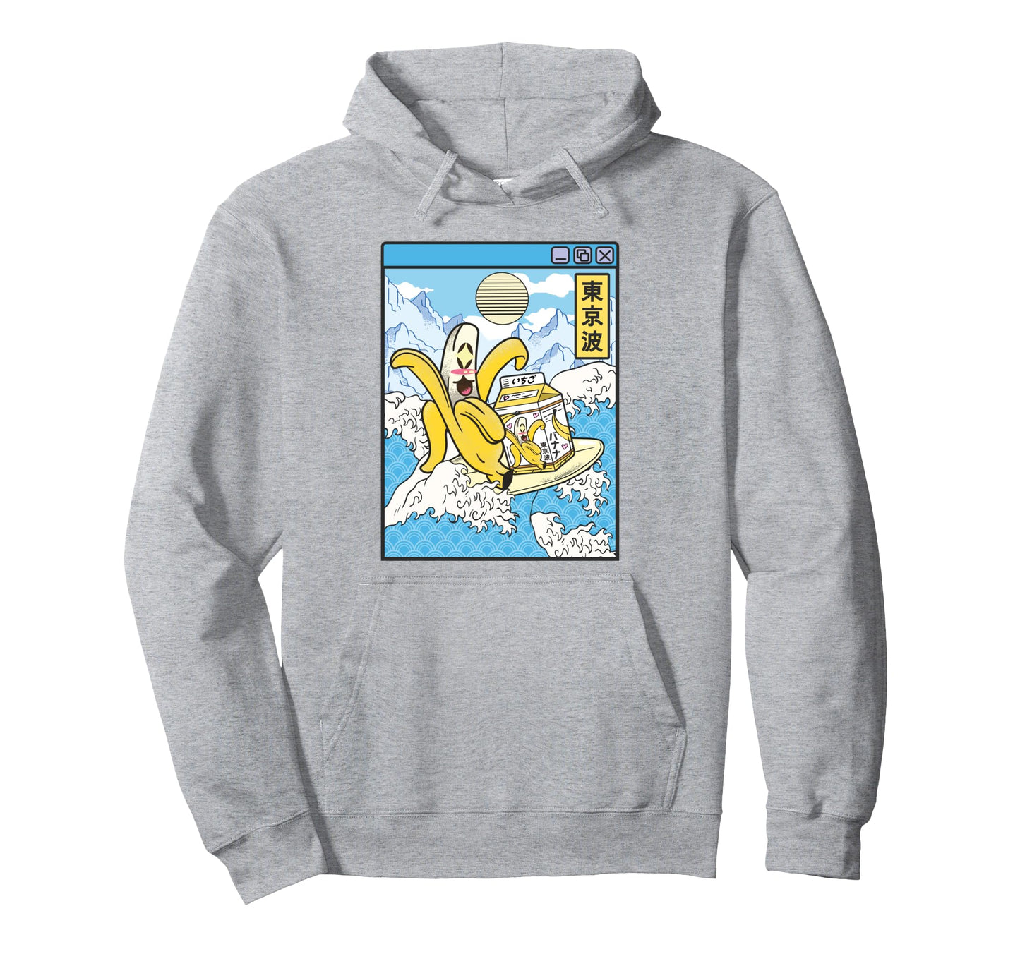 Banana Milk Carton Surfing Japan Waves Hoodie - Streetwear Style Men Women - T-Shirt, Sweatshirt, Hoodie