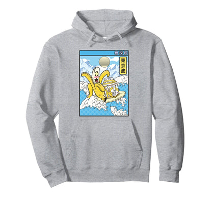 Banana Milk Carton Surfing Japan Waves Hoodie - Streetwear Style Men Women - T-Shirt, Sweatshirt, Hoodie