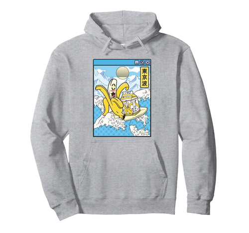 Banana Milk Carton Surfing Japan Waves Hoodie - Streetwear Style Men Women - T-Shirt, Sweatshirt, Hoodie