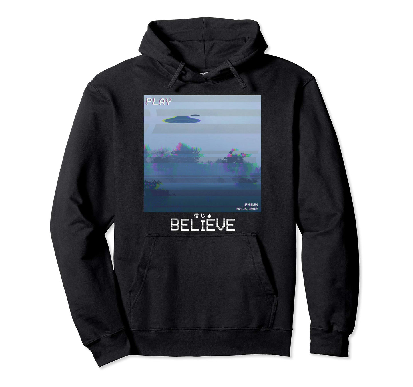 Believe Ufo Vaporwave Synthwave Hoodie - Casual Everyday Wear for Adults - T-Shirt, Sweatshirt, Hoodie