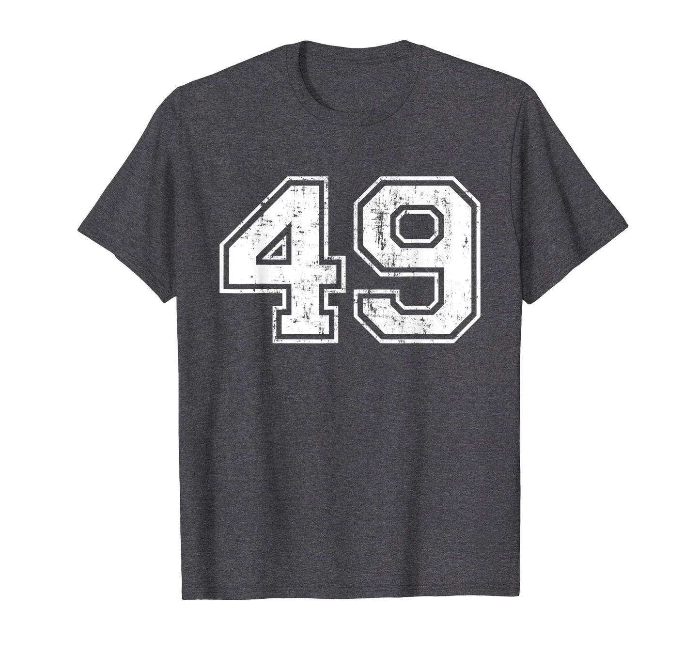 Number 49 Varsity Distressed Sports Team T-Shirt - Novelty Apparel Unisex - T-Shirt, Sweatshirt, Hoodie