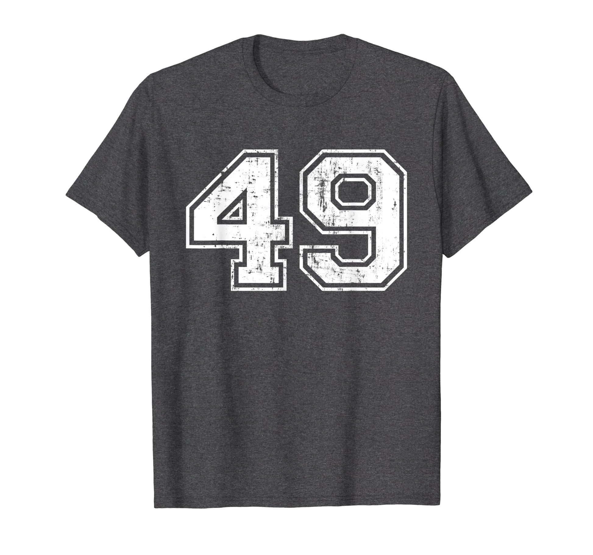 Number 49 Varsity Distressed Sports Team T-Shirt - Novelty Apparel Unisex - T-Shirt, Sweatshirt, Hoodie