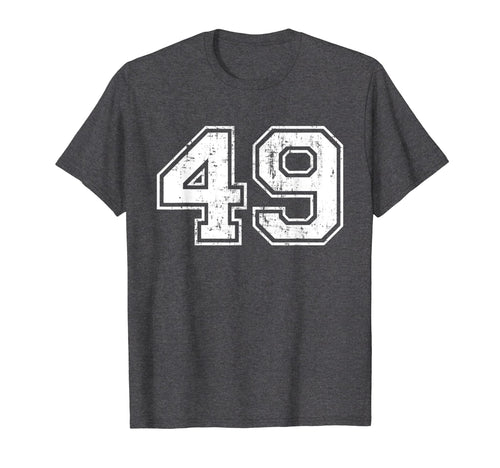 Number 49 Varsity Distressed Sports Team T-Shirt - Novelty Apparel Unisex - T-Shirt, Sweatshirt, Hoodie