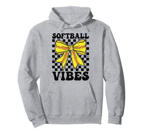 Softball Vibes Coquette Bow Softball Game Hoodie - Minimalist Print Unisex - T-Shirt, Sweatshirt, Hoodie