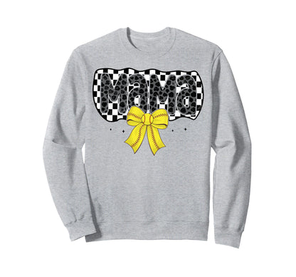 Softball Checkered Mama Coquette Sweatshirt - Streetwear Style for Adults - T-Shirt, Sweatshirt, Hoodie