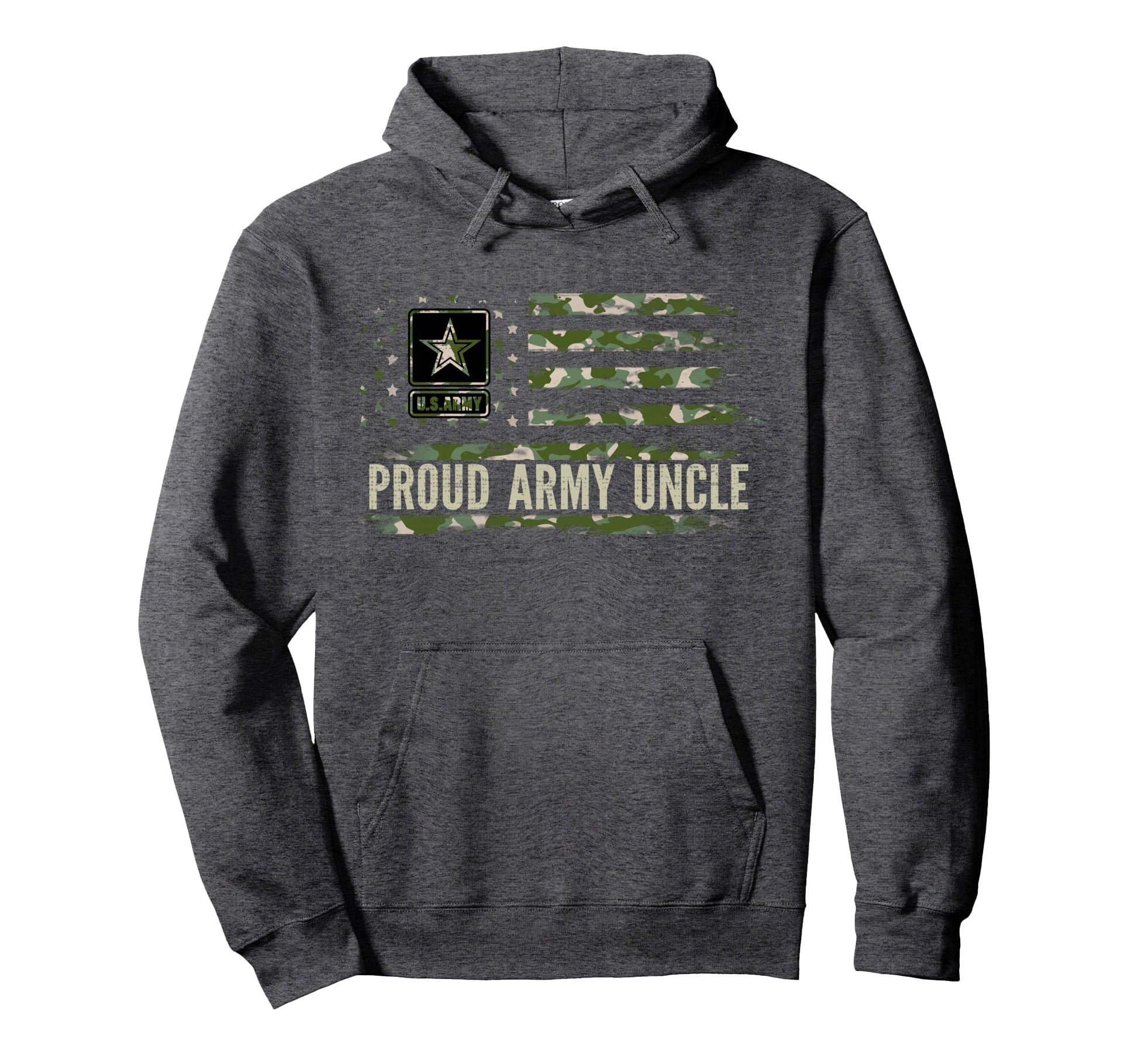 Proud Army Uncle Camo American Flag Hoodie - Fun Novelty Design Unisex - T-Shirt, Sweatshirt, Hoodie