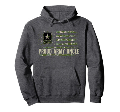 Proud Army Uncle Camo American Flag Hoodie - Fun Novelty Design Unisex - T-Shirt, Sweatshirt, Hoodie