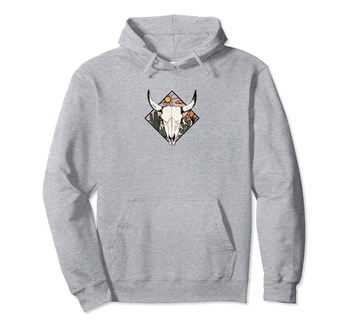 Boho Cow Head Hoodie - Minimalist Print Men Women - T-Shirt, Sweatshirt, Hoodie