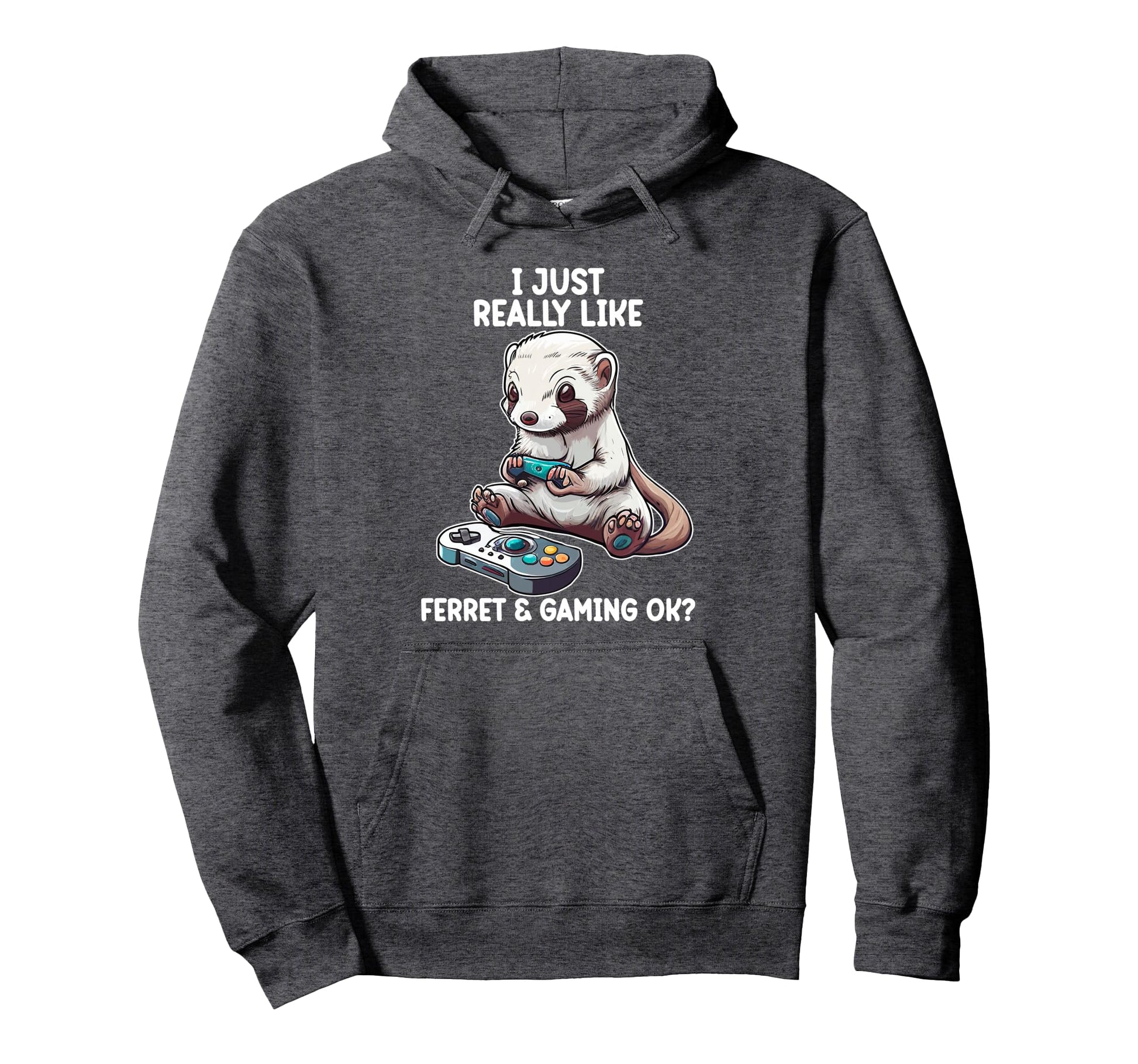 Funny Video Gaming Ferret Ferret Gamer Hoodie - Custom Art Print Unisex - T-Shirt, Sweatshirt, Hoodie