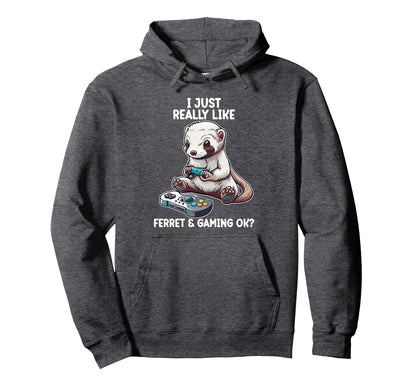 Funny Video Gaming Ferret Ferret Gamer Hoodie - Custom Art Print Unisex - T-Shirt, Sweatshirt, Hoodie