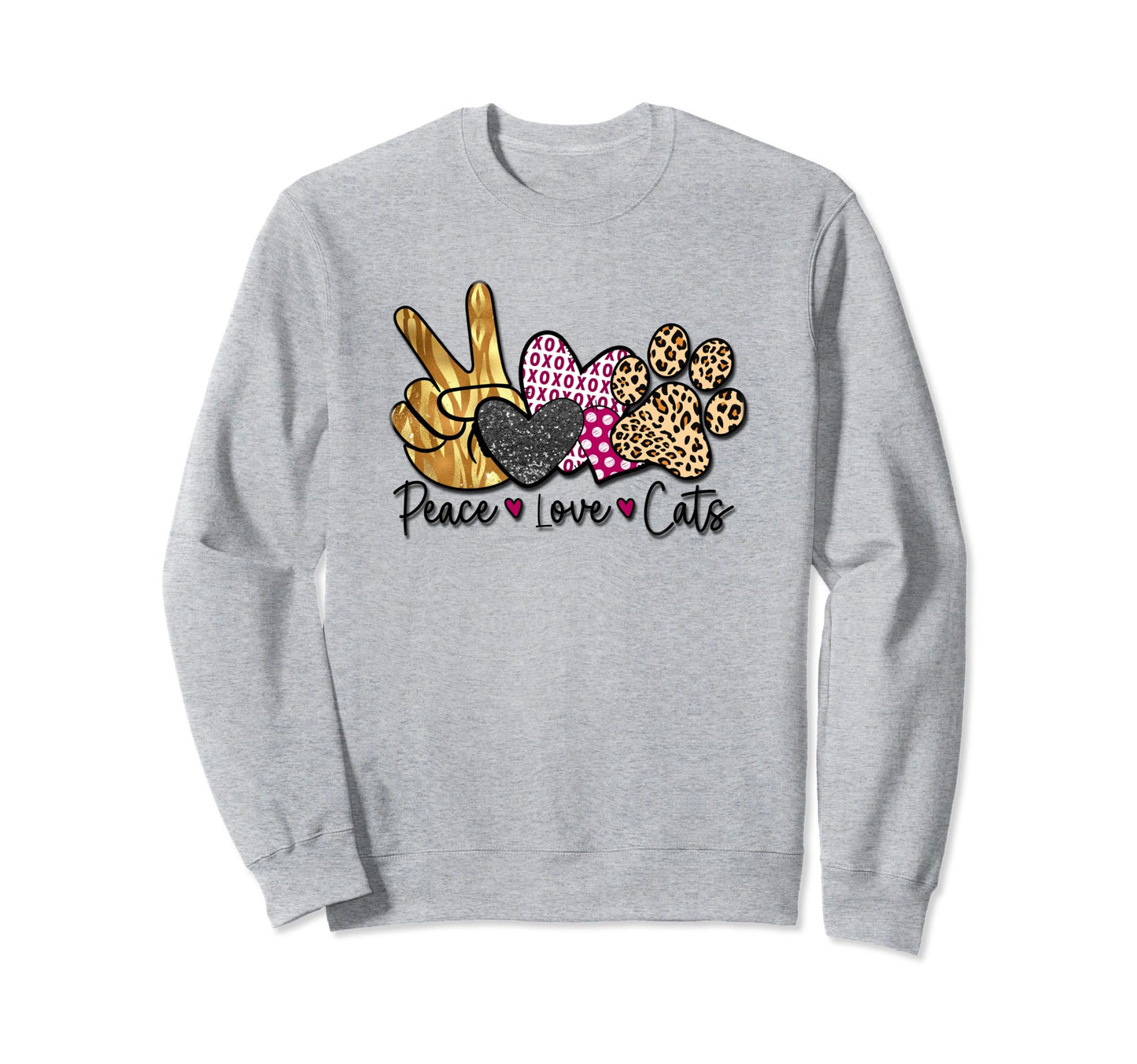 Peace Love Cats Sweatshirt - Streetwear Style for Adults - T-Shirt, Sweatshirt, Hoodie