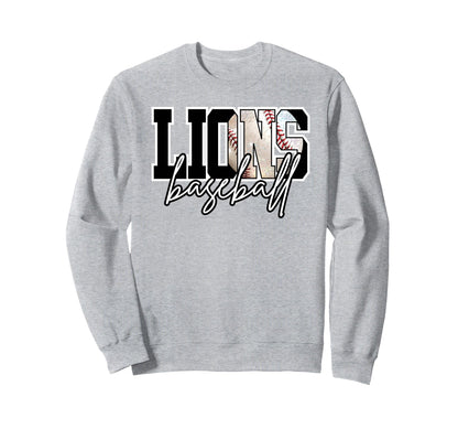 Lions Baseball Mom Sports Game Day Sweatshirt - Minimalist Print Men Women - T-Shirt, Sweatshirt, Hoodie