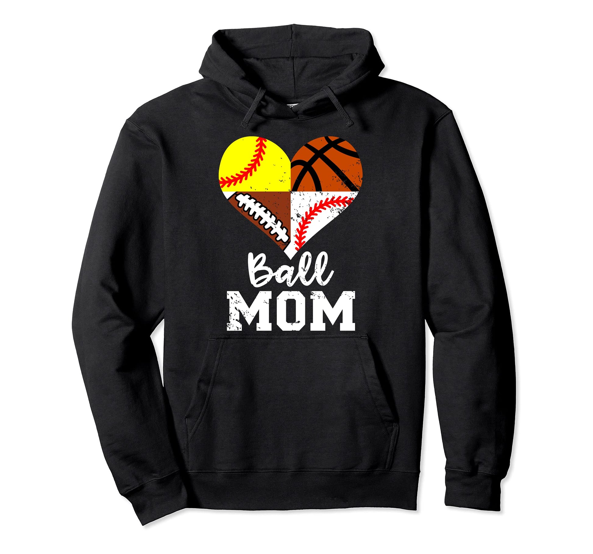 Ball Mom Funny Football Baseball Hoodie - Streetwear Style for Adults - T-Shirt, Sweatshirt, Hoodie
