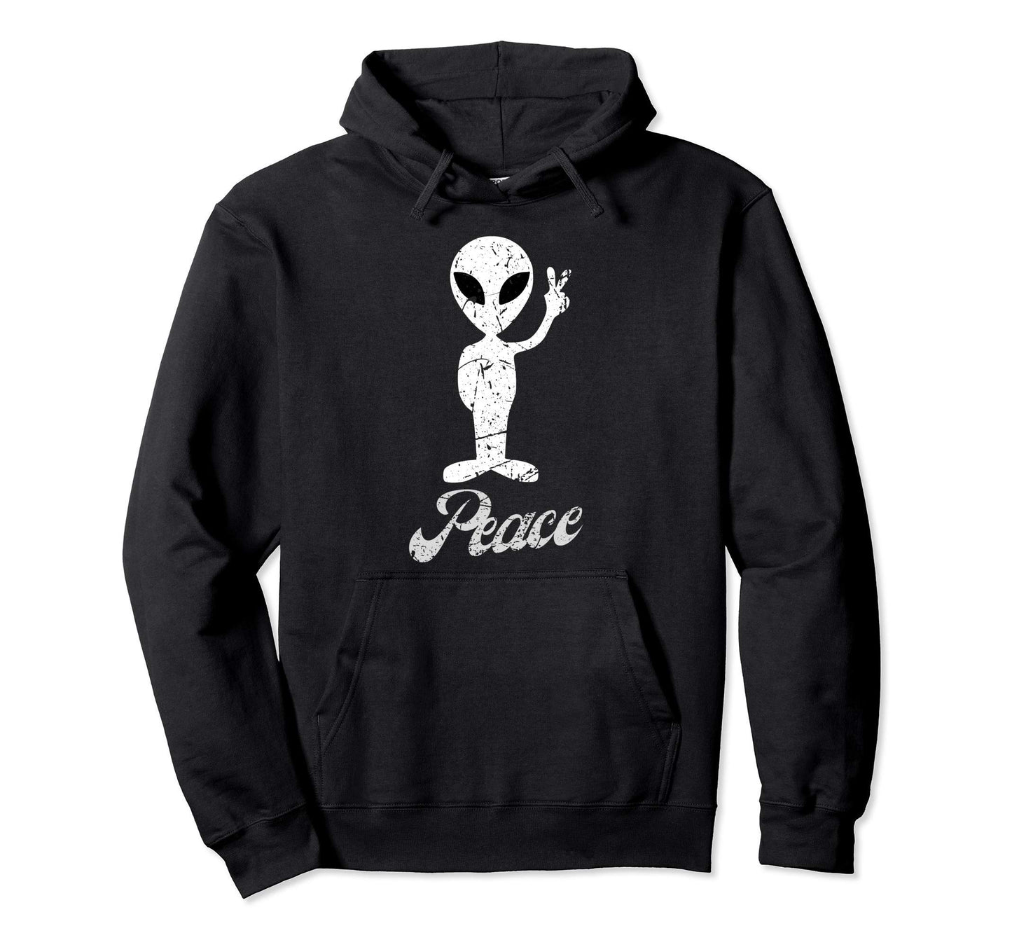 Alien Peace Sign Hippie Boho Ufo Trippy Hoodie - Graphic Print Unisex - T-Shirt, Sweatshirt, Hoodie