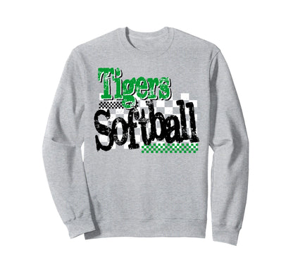 Tigers Softball Mom Green Tiger Pride Sweatshirt - Minimalist Print Unisex - T-Shirt, Sweatshirt, Hoodie