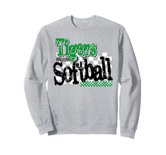 Tigers Softball Mom Green Tiger Pride Sweatshirt - Minimalist Print Unisex - T-Shirt, Sweatshirt, Hoodie
