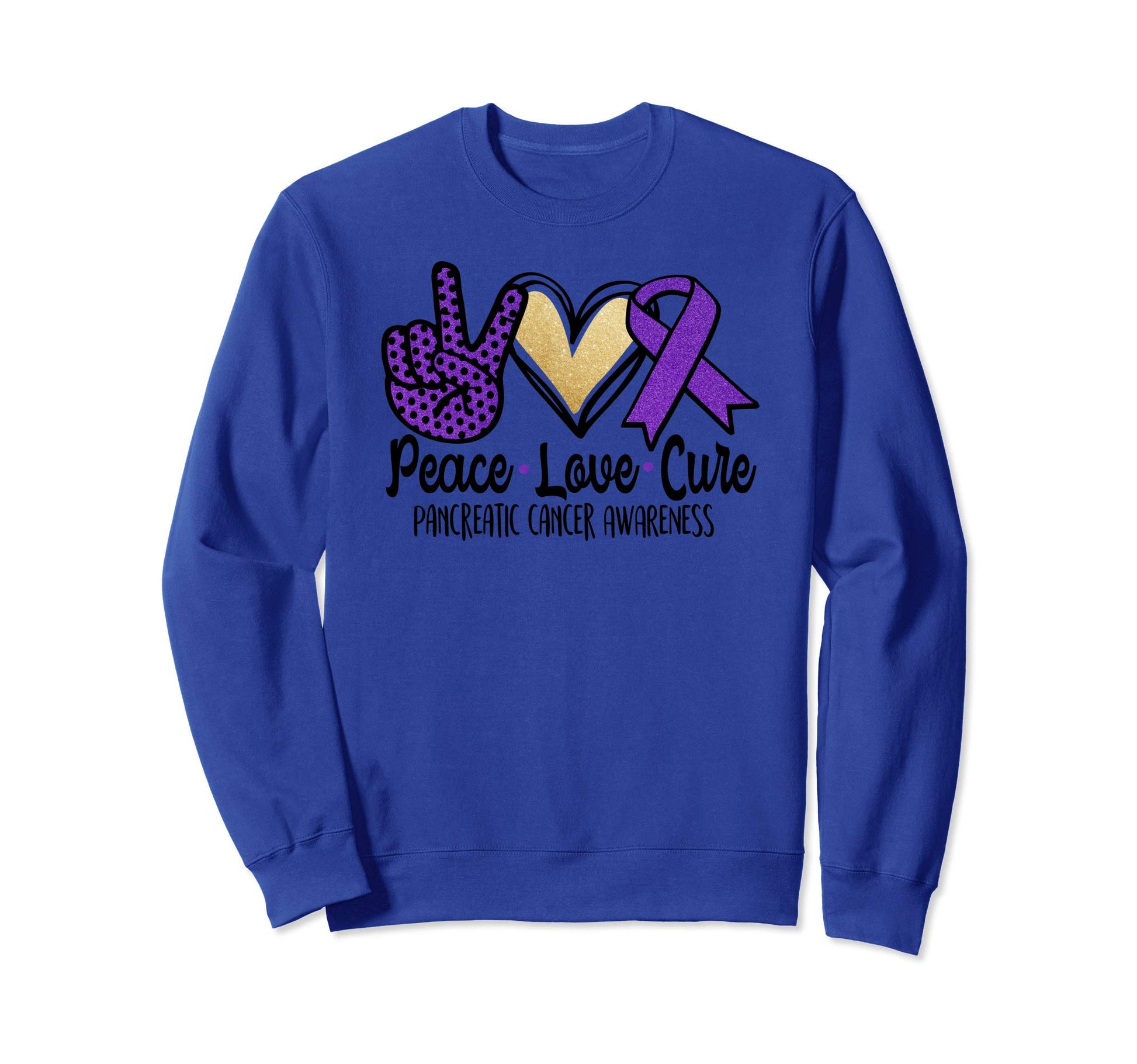 Peace Love Cure Pancreatic Cancer Sweatshirt - Minimalist Print Unisex - T-Shirt, Sweatshirt, Hoodie
