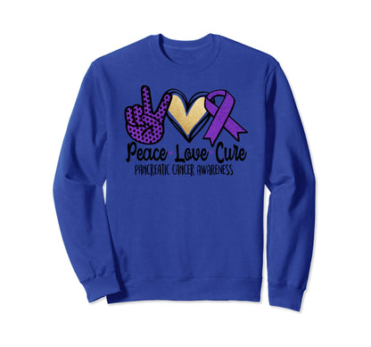 Peace Love Cure Pancreatic Cancer Sweatshirt - Minimalist Print Unisex - T-Shirt, Sweatshirt, Hoodie