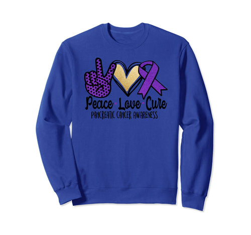 Peace Love Cure Pancreatic Cancer Sweatshirt - Minimalist Print Unisex - T-Shirt, Sweatshirt, Hoodie