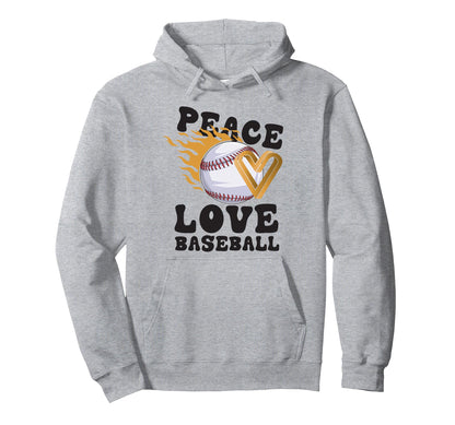 Peace Love Baseball Hoodie - Minimalist Print Men Women - T-Shirt, Sweatshirt, Hoodie