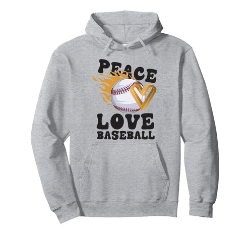 Peace Love Baseball Hoodie - Minimalist Print Men Women - T-Shirt, Sweatshirt, Hoodie