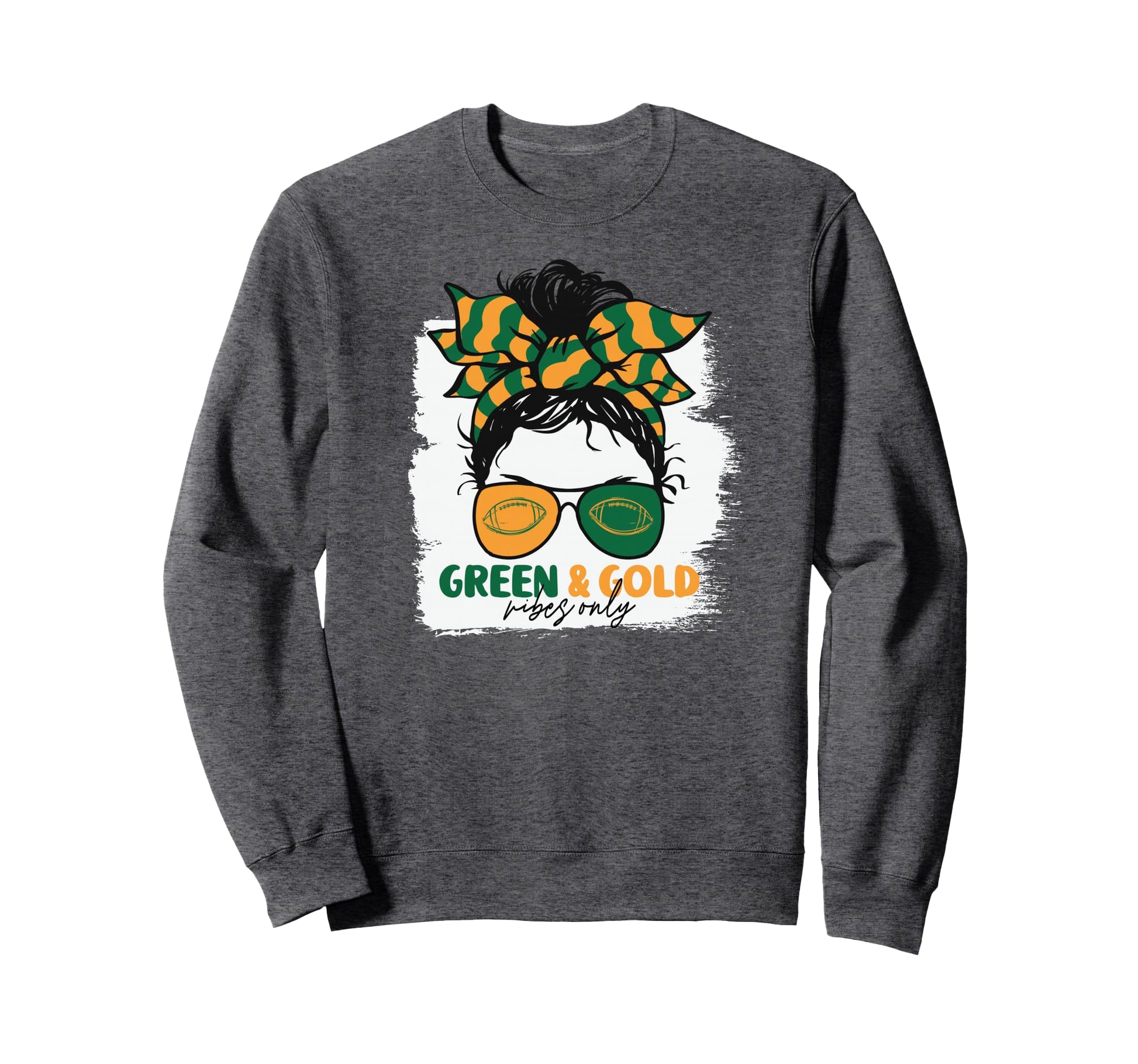 Green And Gold Vibes Only Football Sweatshirt - Streetwear Style Men Women - T-Shirt, Sweatshirt, Hoodie