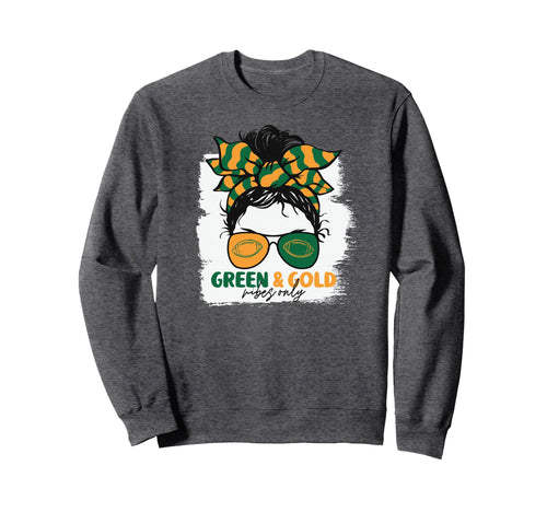 Green And Gold Vibes Only Football Sweatshirt - Streetwear Style Men Women - T-Shirt, Sweatshirt, Hoodie