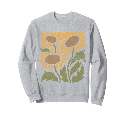 Yellow Sunflower 60S 70S Boho Flower Sweatshirt - Unique Graphic Men Women - T-Shirt, Sweatshirt, Hoodie
