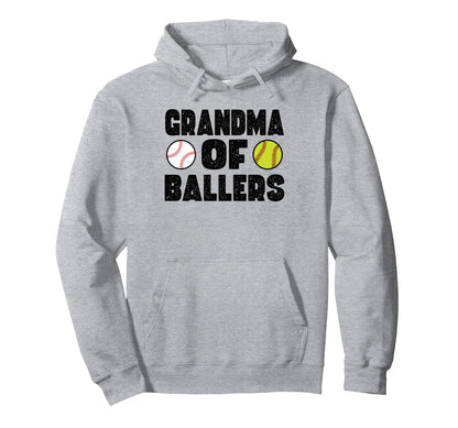 Grandma Ballers Softball Baseball Hoodie - Casual Everyday Wear for Adults - T-Shirt, Sweatshirt, Hoodie