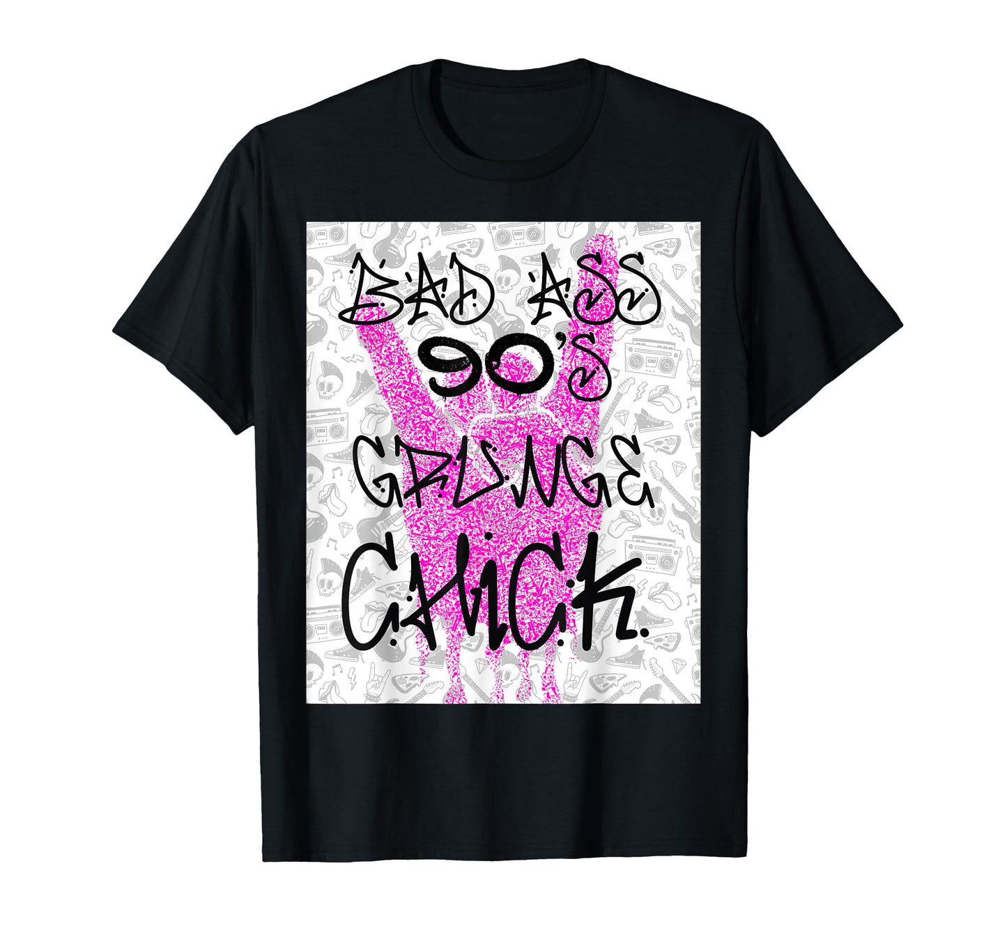Bad Ass 90S Grunge Chick T-Shirt - Custom Art Print Unisex - T-Shirt, Sweatshirt, Hoodie