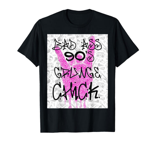 Bad Ass 90S Grunge Chick T-Shirt - Custom Art Print Unisex - T-Shirt, Sweatshirt, Hoodie