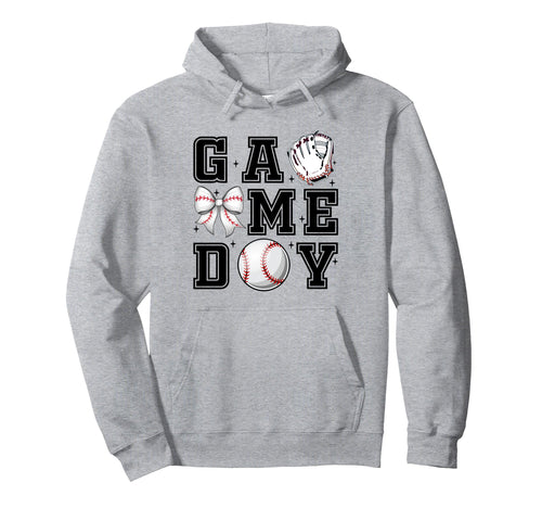Baseball Coquette Bow Gameday Cheer Mom Hoodie - Trendy Graphic for Adults - T-Shirt, Sweatshirt, Hoodie