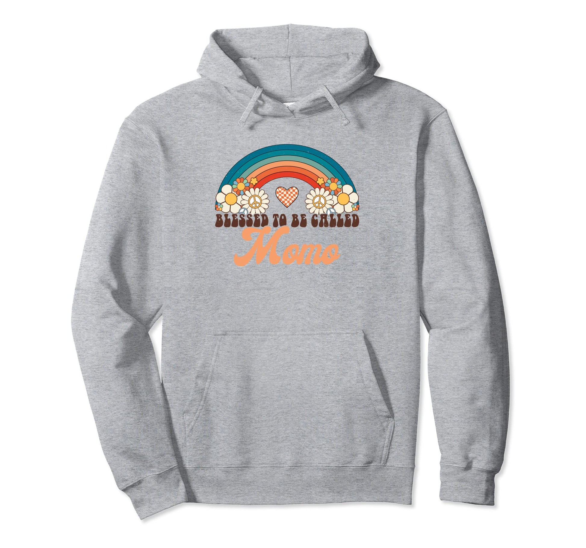 Blessed To Be Called Momo Rainbow Groovy Hoodie - Graphic Print Unisex - T-Shirt, Sweatshirt, Hoodie