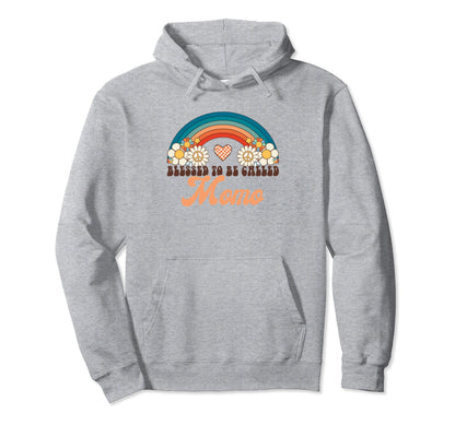 Blessed To Be Called Momo Rainbow Groovy Hoodie - Graphic Print Unisex - T-Shirt, Sweatshirt, Hoodie